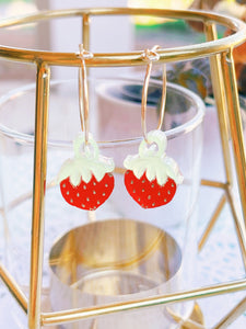 Sweet Strawberry Hoop Earrings