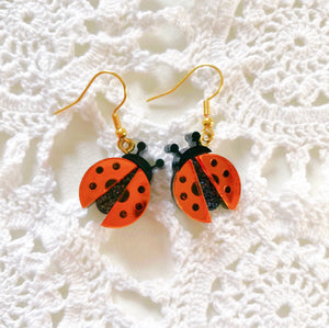 Lucky Ladybug Drop & Stud Earrings