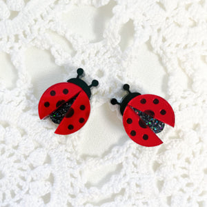 Lucky Ladybug Drop & Stud Earrings