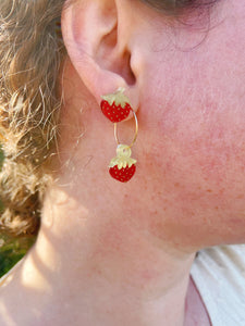 Sweet Strawberry Hoop Earrings